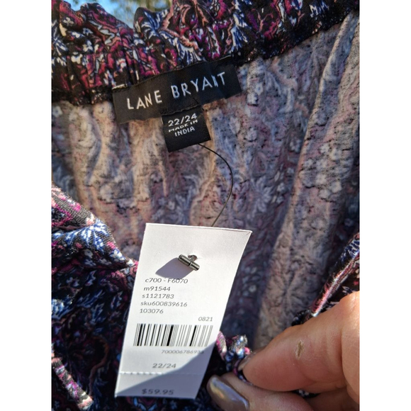 NWT🔥 Lane Bryant Plus Size 22/24 Purple Black Off The Shoulder Blouse - Picture 5 of 8